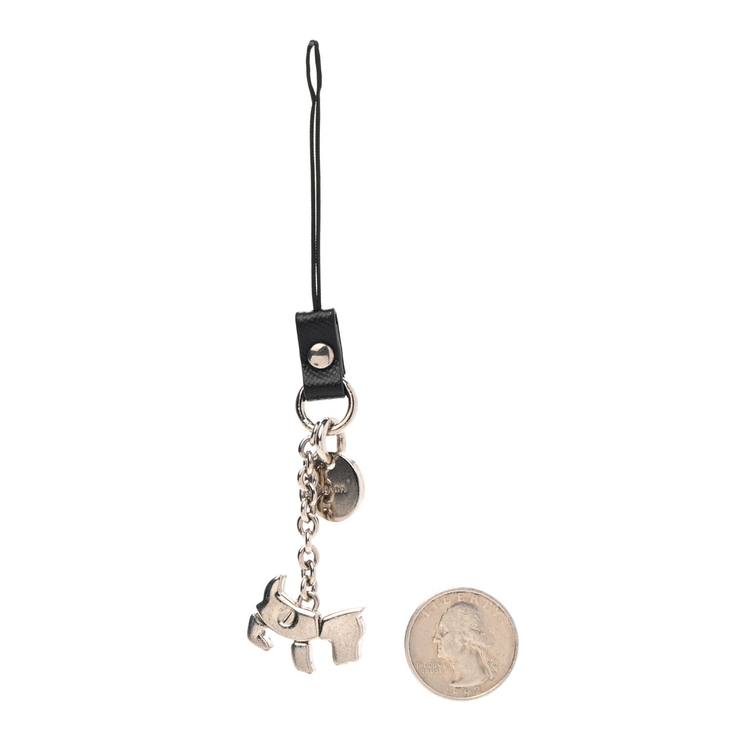 Metal Saffiano Dog Charm Black