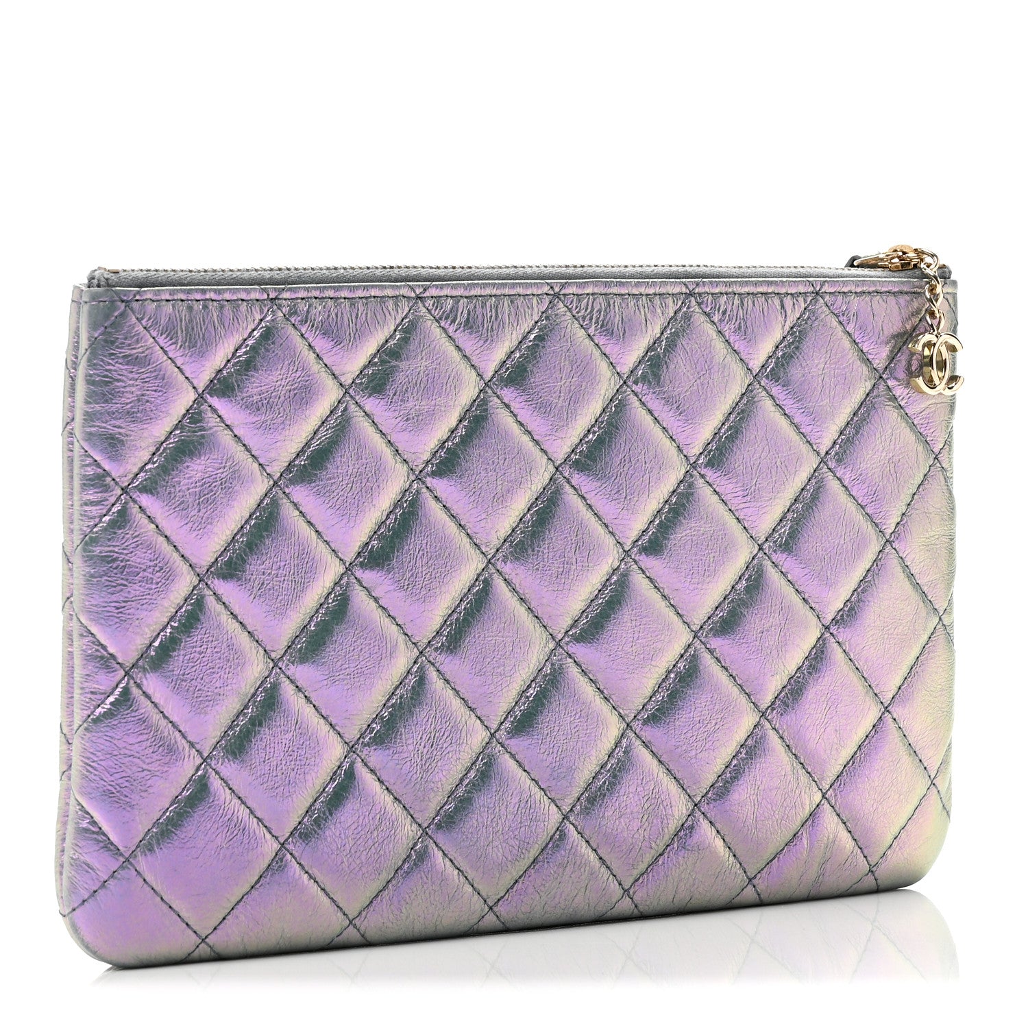 Chanel Iridescent Crumpled Calfskin Trio Cosmetic Case Purple 3 of 13