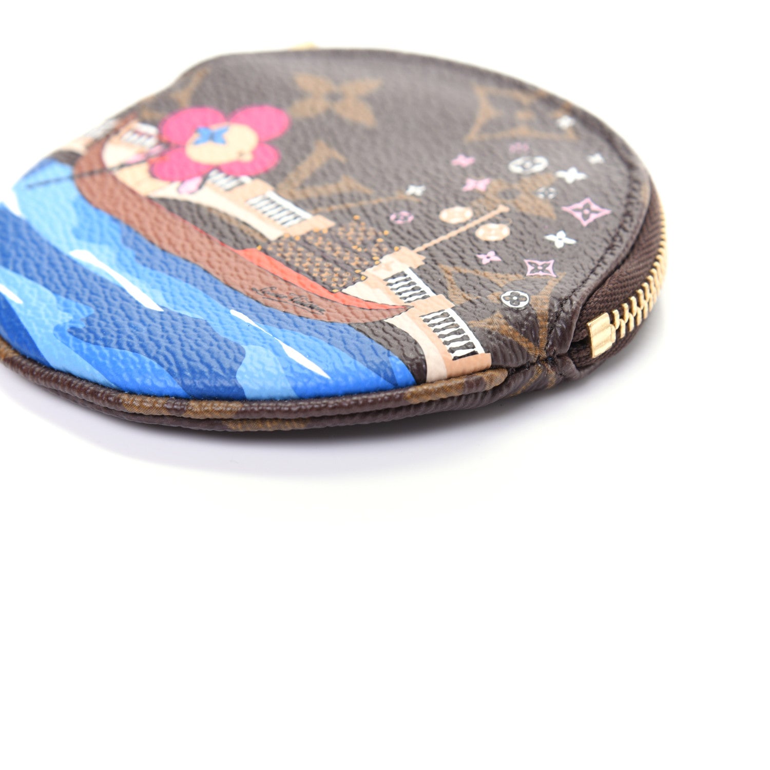Louis Vuitton Monogram 2019 Christmas Animation Round Coin Purse Blue 7 of 9