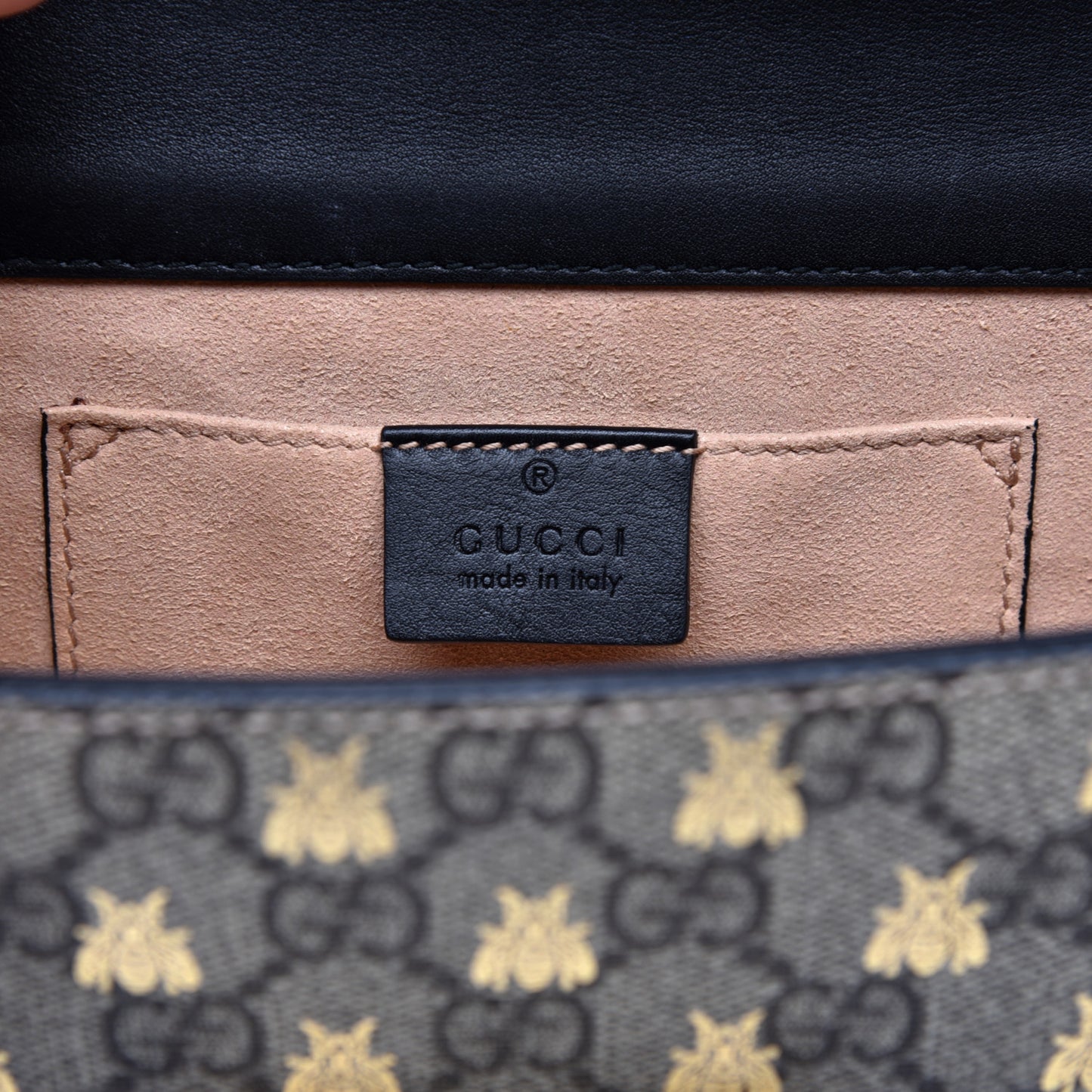 GG Supreme Monogram Bees Small Padlock Shoulder Bag Black