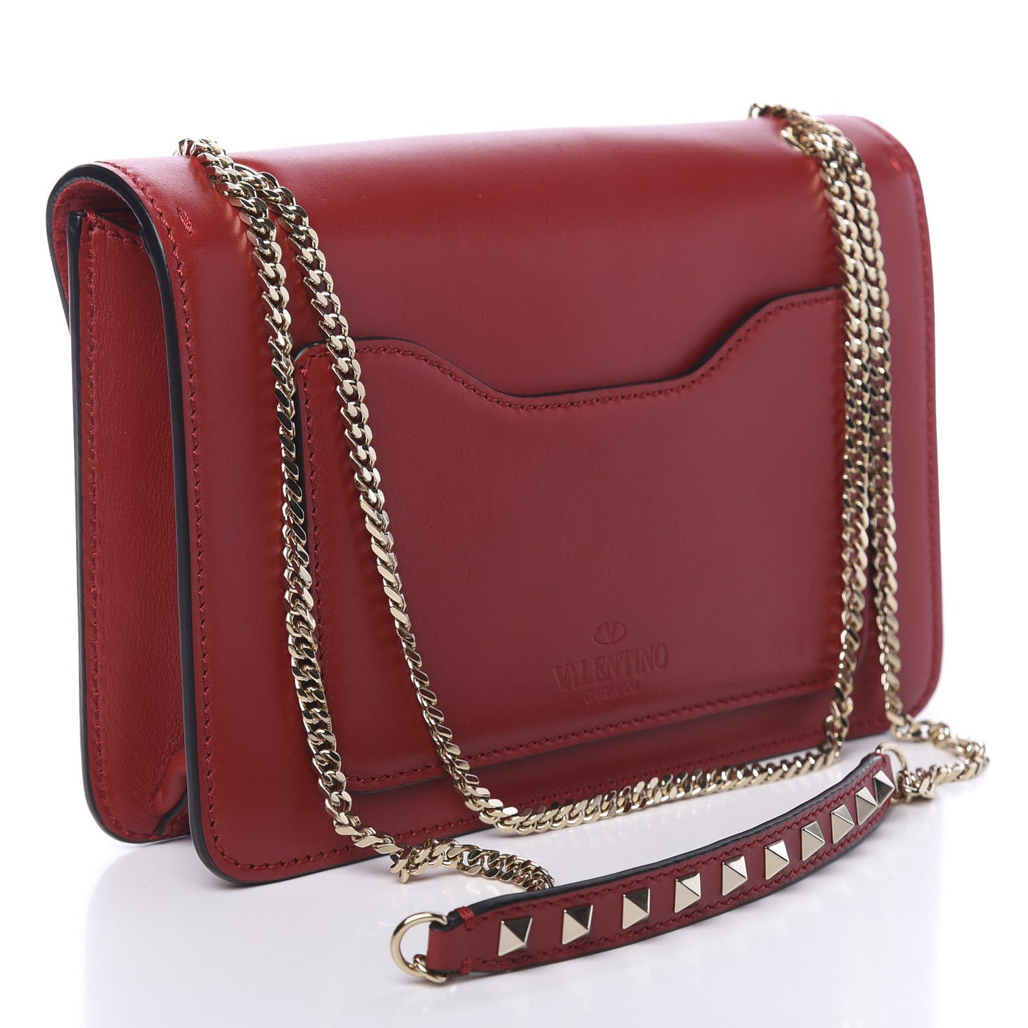 Vitello Small Rockstud Demilune Shoulder Bag Rosso Valentino