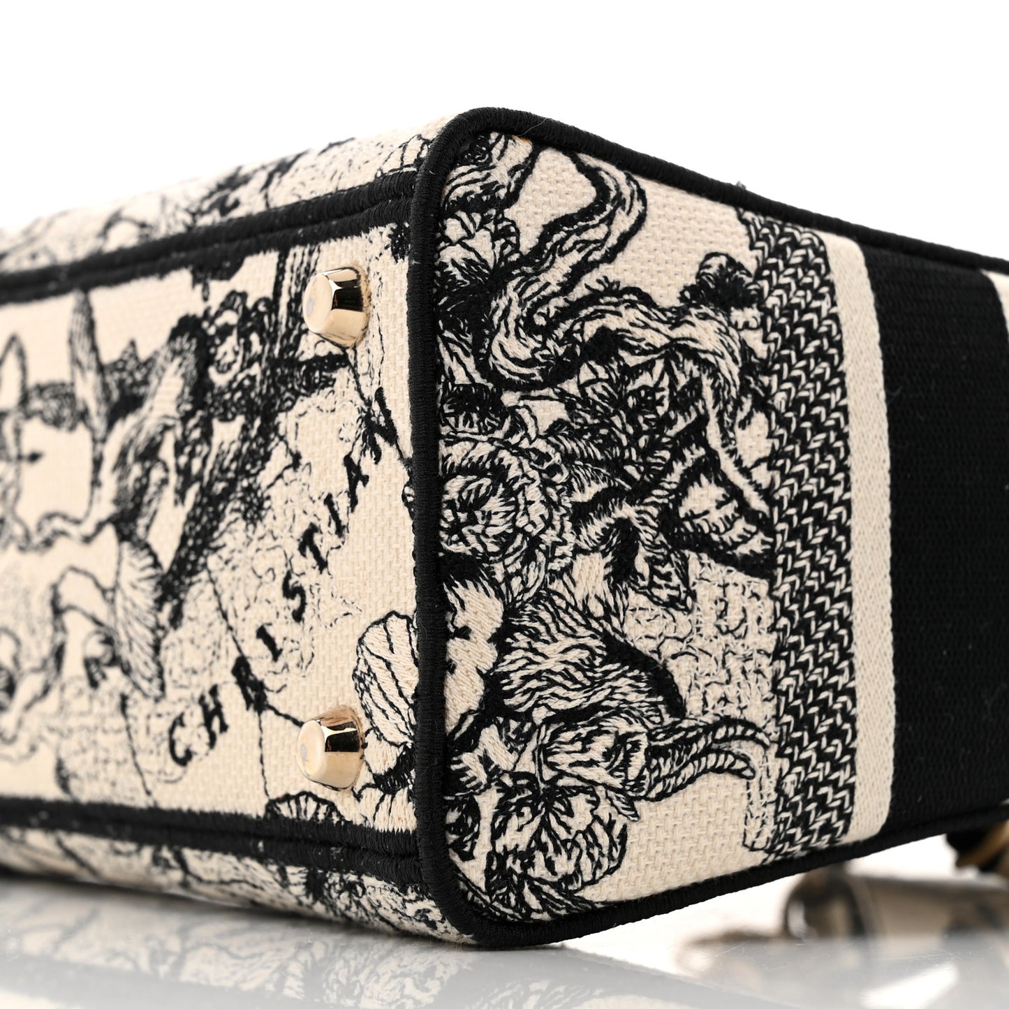 Canvas Embroidered Zodiac Toile De Jouy Medium Lady D-Lite Latte