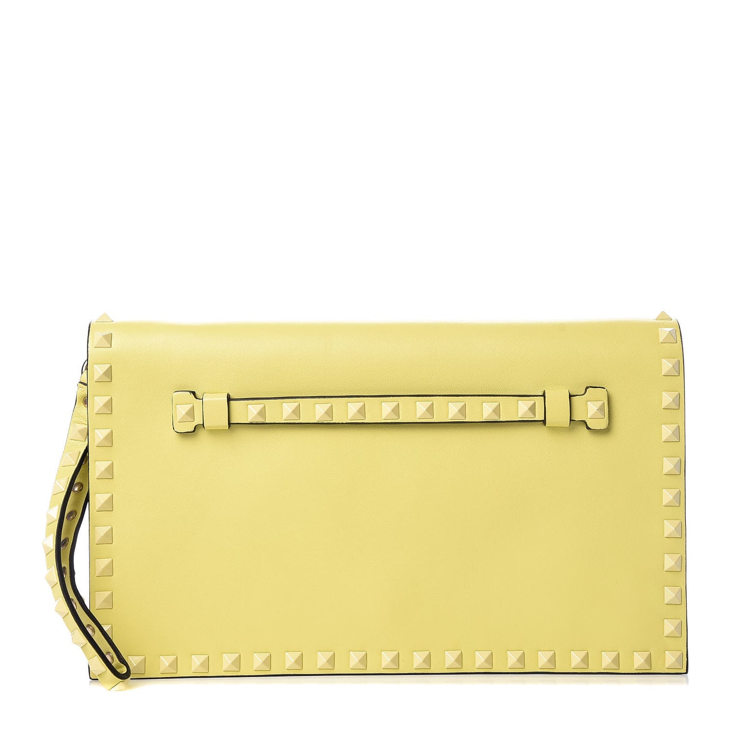Nappa Monochrome Rockstud Wristlet Clutch Soft Yellow