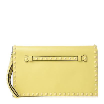 Valentino Garavani Nappa Monochrome Rockstud Wristlet Clutch Soft Yellow 1 of 11