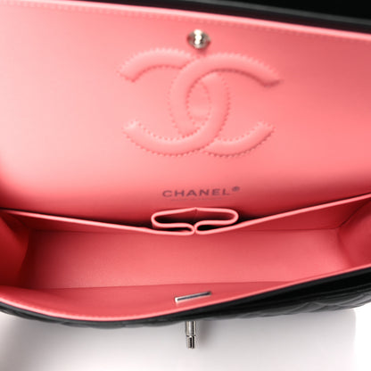 Chanel Lambskin Quilted Medium Double Flap Black Pink 5 of 10