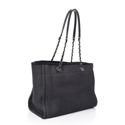 Chanel Canvas Small Deauville Tote Dark Blue 3 of 14