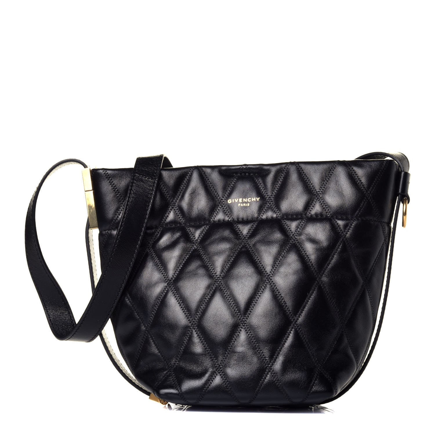 Givenchy Lambskin Quilted Mini GV Bucket Bag Black 1 of 9