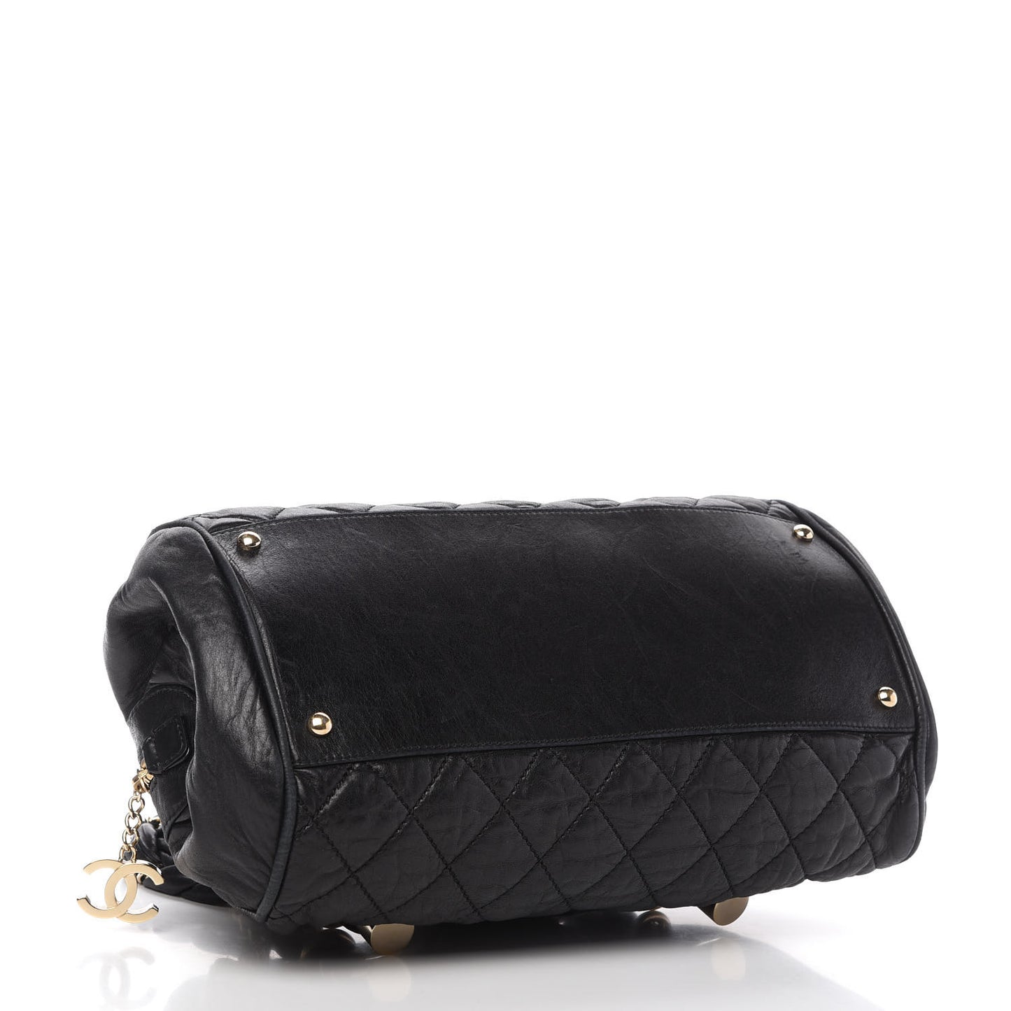 Distressed Lambskin Lady Braid Bowler Black