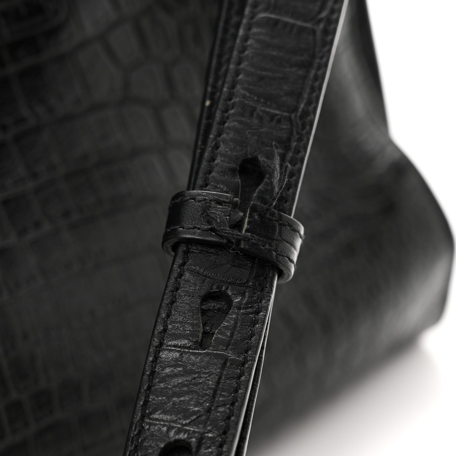 Saint Laurent Calfskin Crocodile Embossed Small Supple Sac de Jour Black 12 of 21