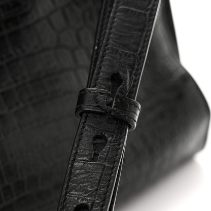 Saint Laurent Calfskin Crocodile Embossed Small Supple Sac de Jour Black 12 of 21