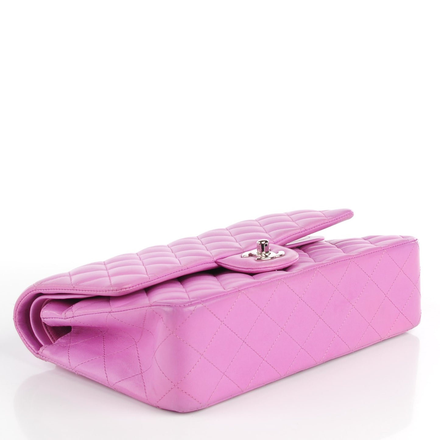 Lambskin Quilted Medium Double Flap Light Pink