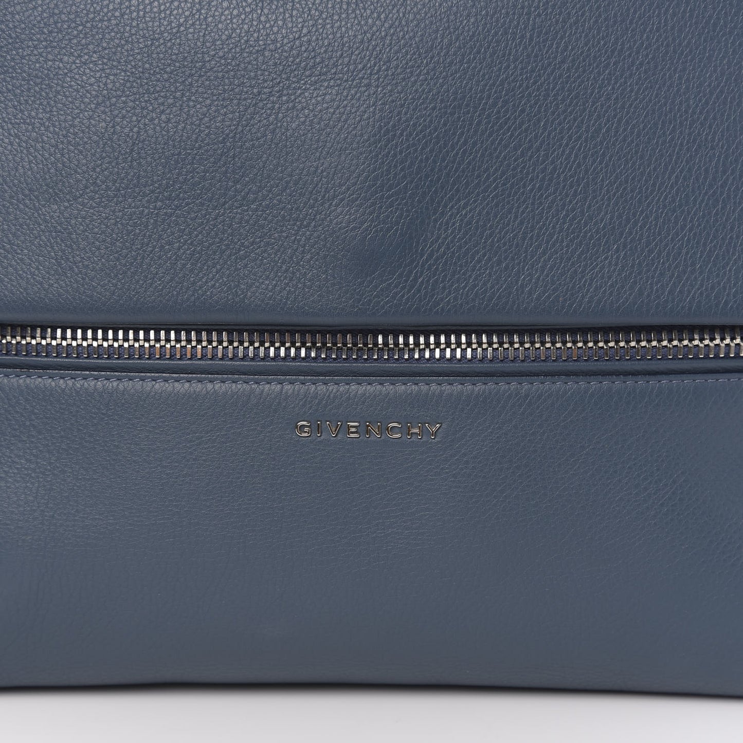 Grained Calfskin Medium Pandora Pure Flap Bag Blue Mineral