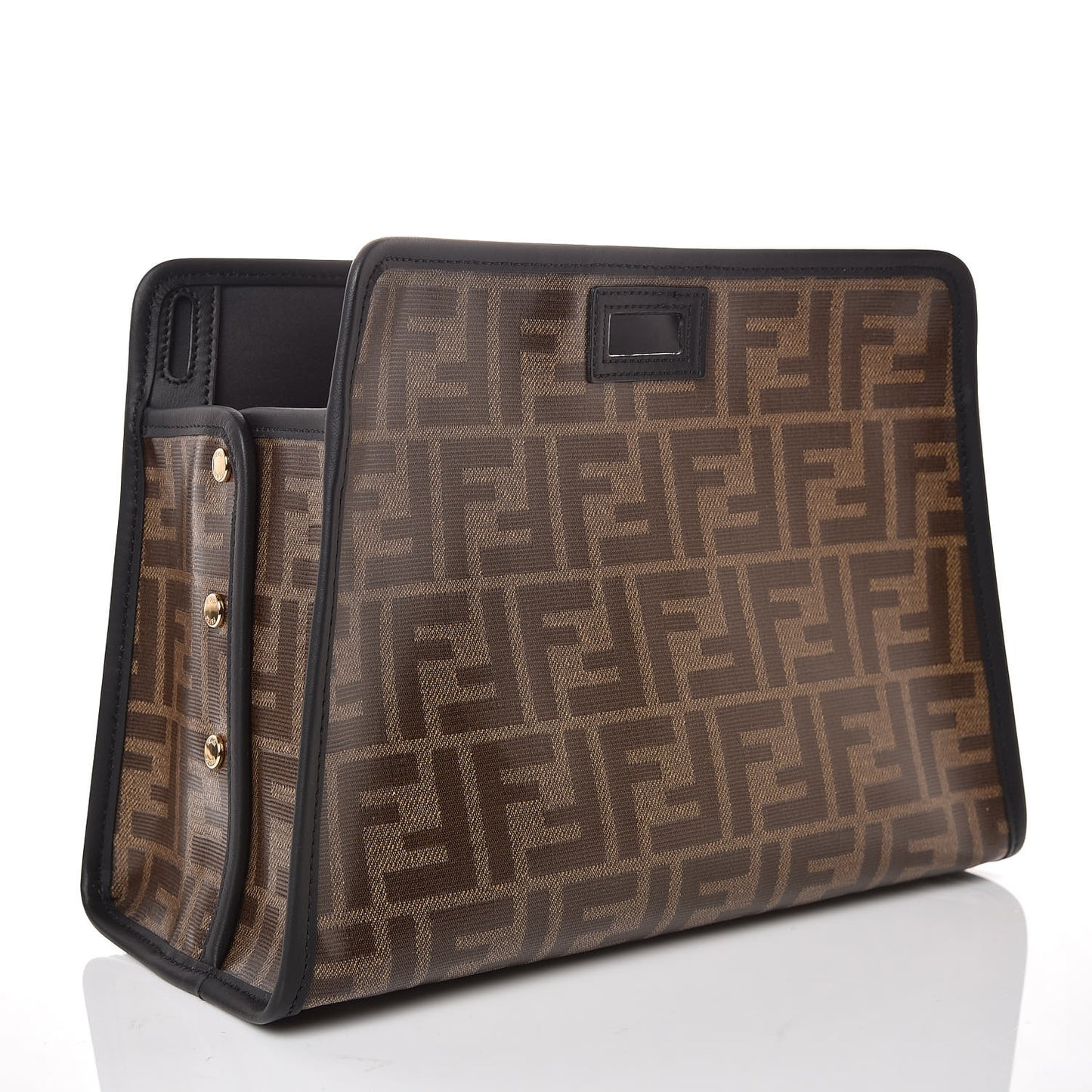 Glazed Fabric Vitello Century FF 1974 Stamp Patch Mini Peekaboo Defender Cover Mogano Panna Black