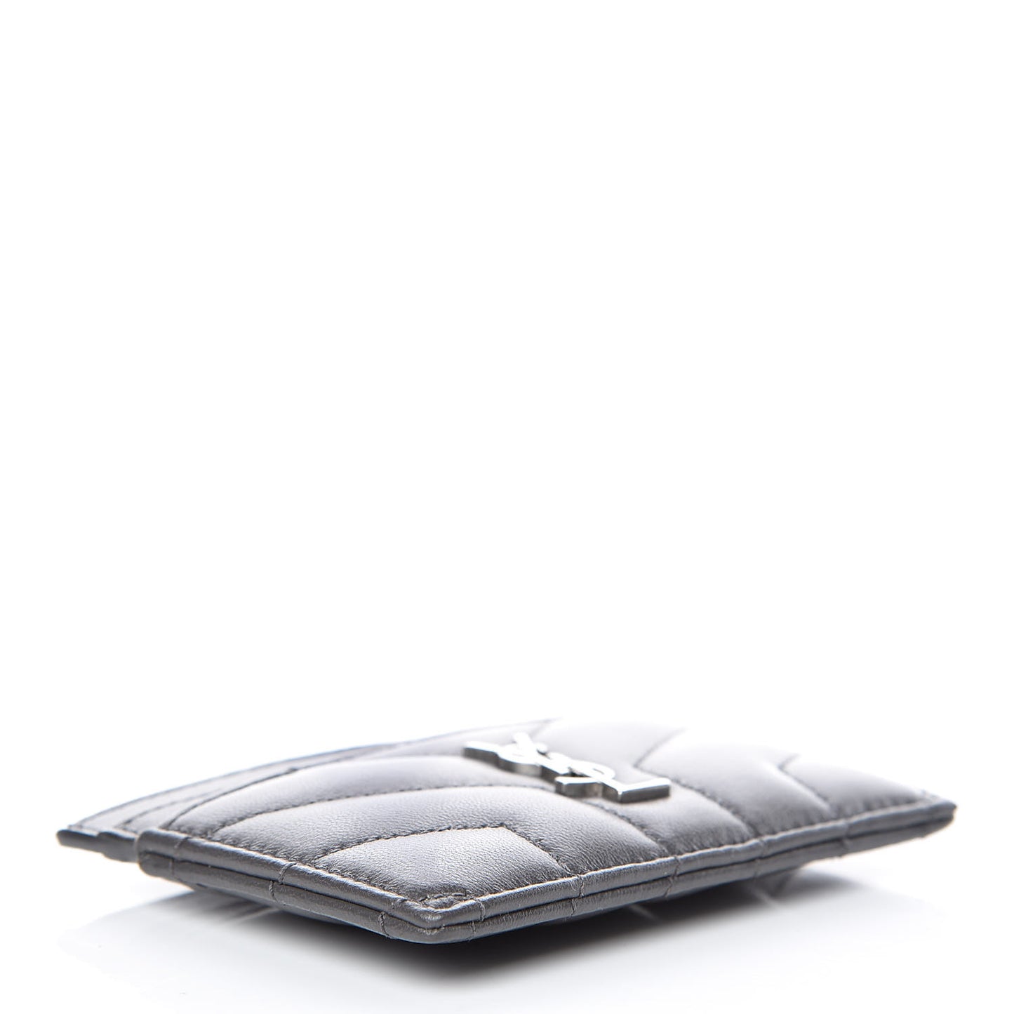 Calfskin Y Quilted Monogram LouLou Credit Card Case Asphalt