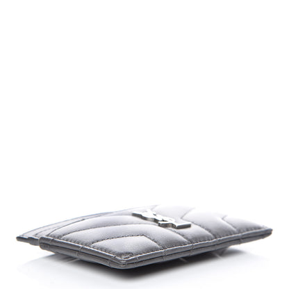 Saint Laurent Calfskin Y Quilted Monogram LouLou Credit Card Case Asphalt 4 of 11