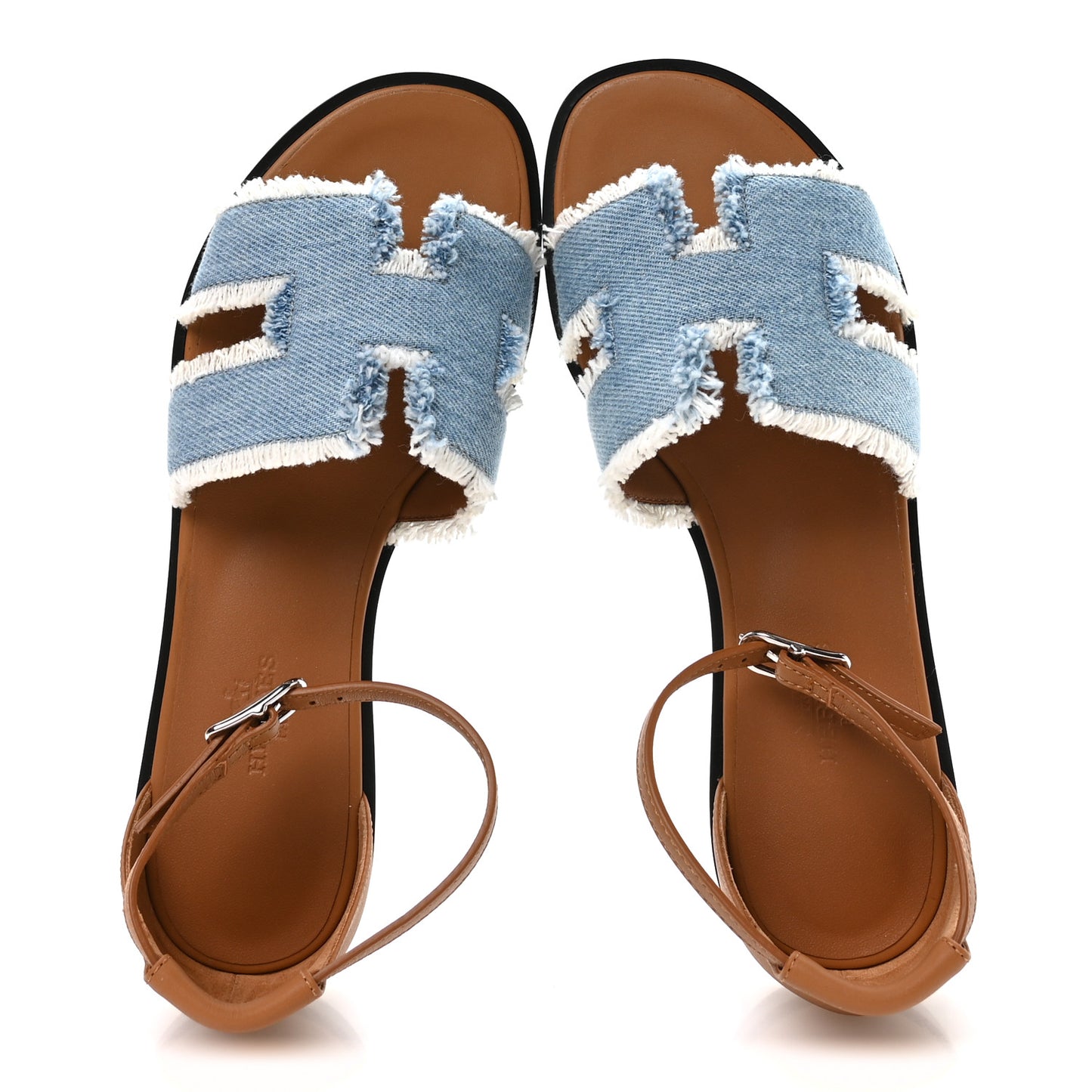Denim Fringe Santorini Sandals 36 Bleu Clair Naturel