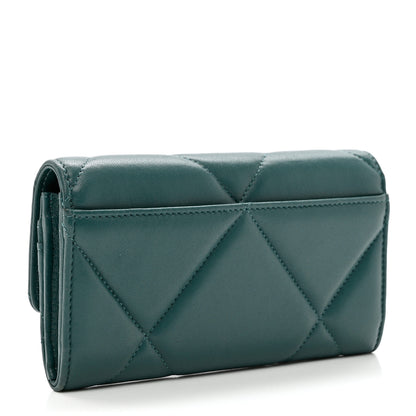 Chanel Lambskin Quilted Chanel 19 Flap Wallet Dark Green 3 of 10