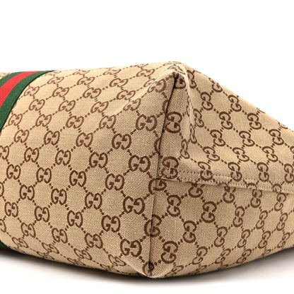 Gucci GG Monogram Web Large Giglio Tote Beige Brown 8 of 9