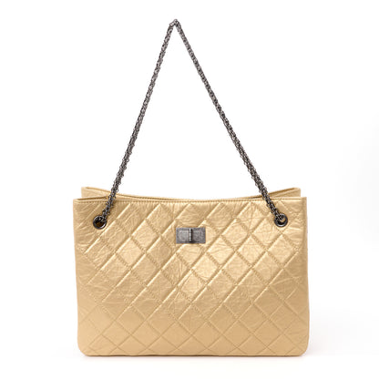 Chanel Metallic Aged Calfskin Quilted Reissue 2.55 Tote Light Gold 1 of 11