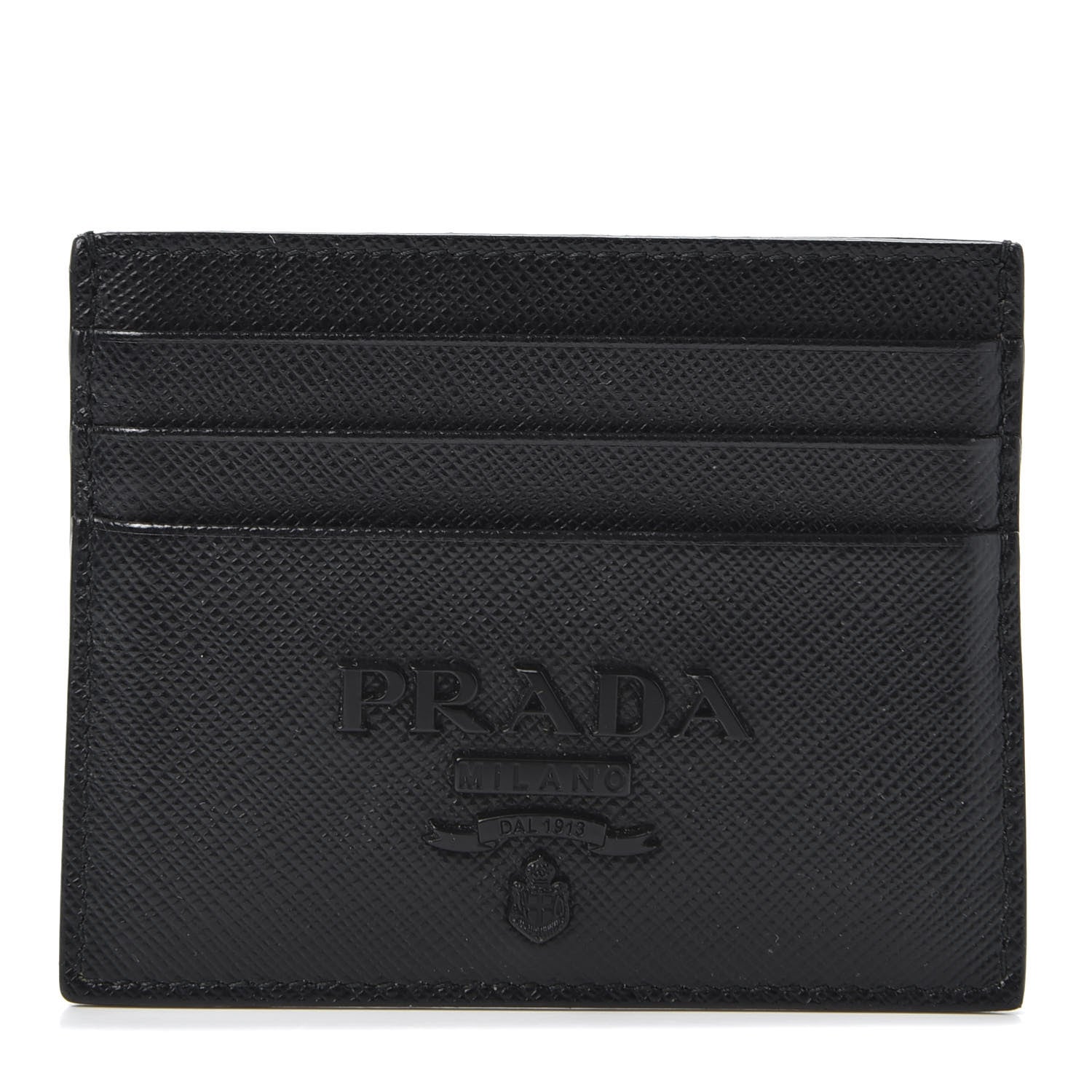 Prada Saffiano Shine Monochrome Card Holder Black 1 of 9