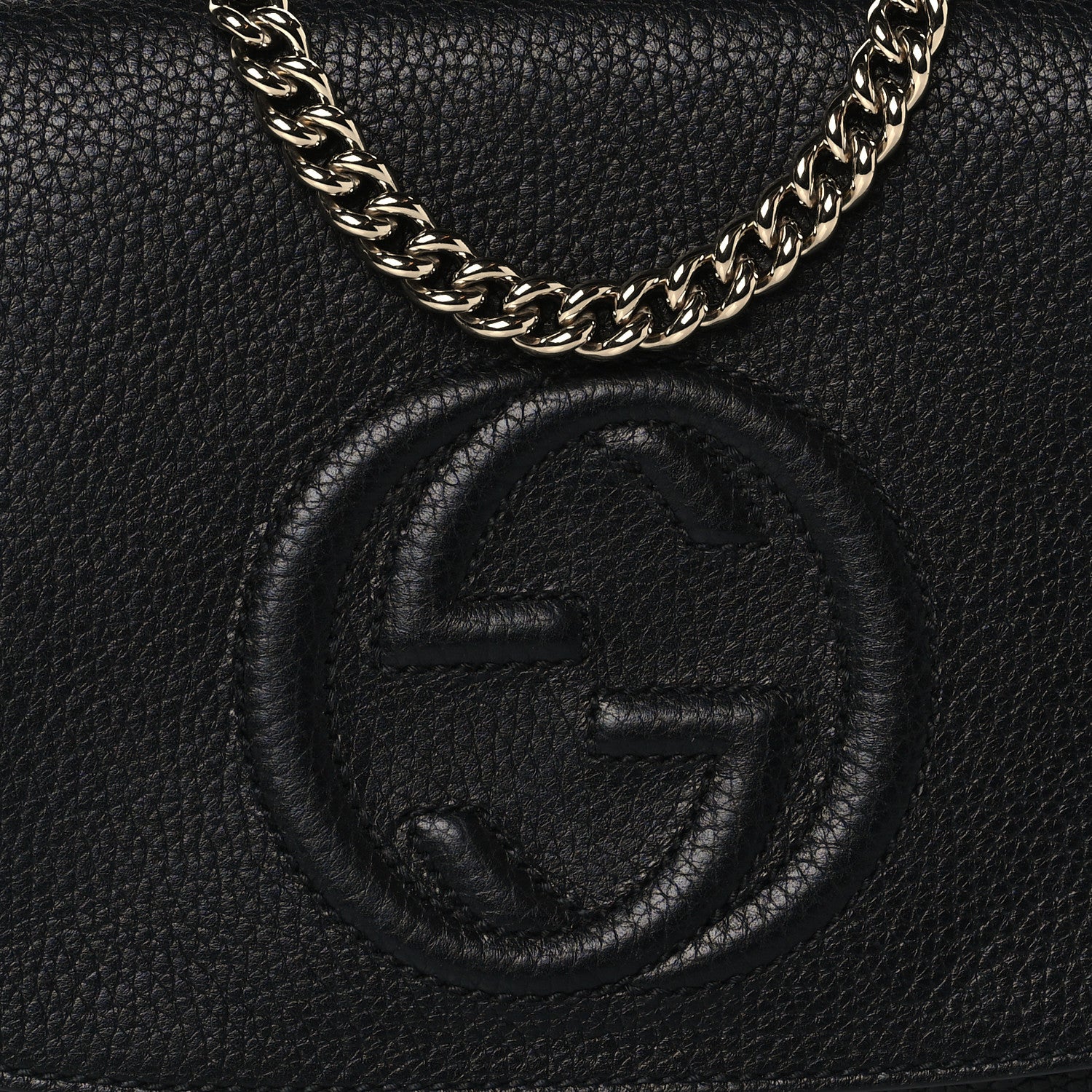 Gucci Pebbled Calfskin Medium Soho Flap Crossbody Black 9 of 11