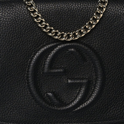Gucci Pebbled Calfskin Medium Soho Flap Crossbody Black 9 of 11