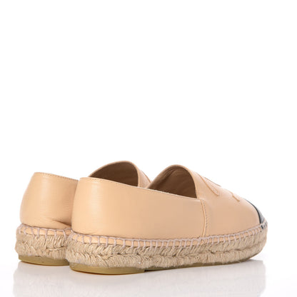Chanel Lambskin CC Espadrilles 38 Beige Black 4 of 14
