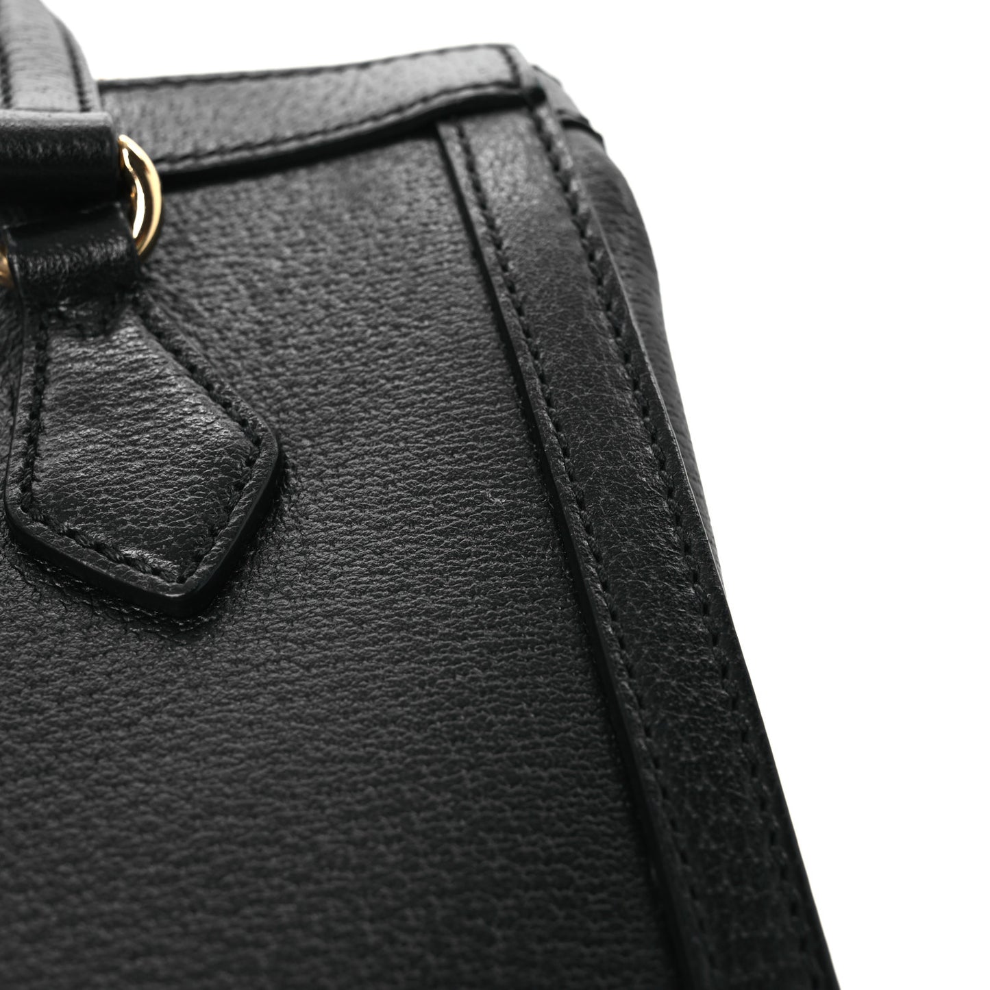 Textured Calfskin Web Small Ophidia Tote Bag Black