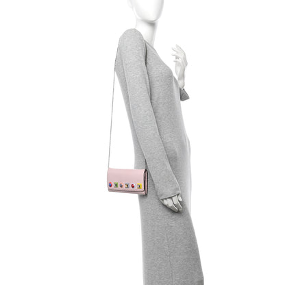 Fendi Vitello Liberty Studded Continental Wallet On Chain Peonia Multicolor 2 of 16