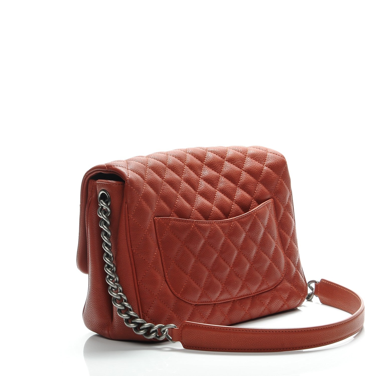 Chanel Caviar Quilted Medium Rock In Rome Single Flap Dark Orange 3 of 9