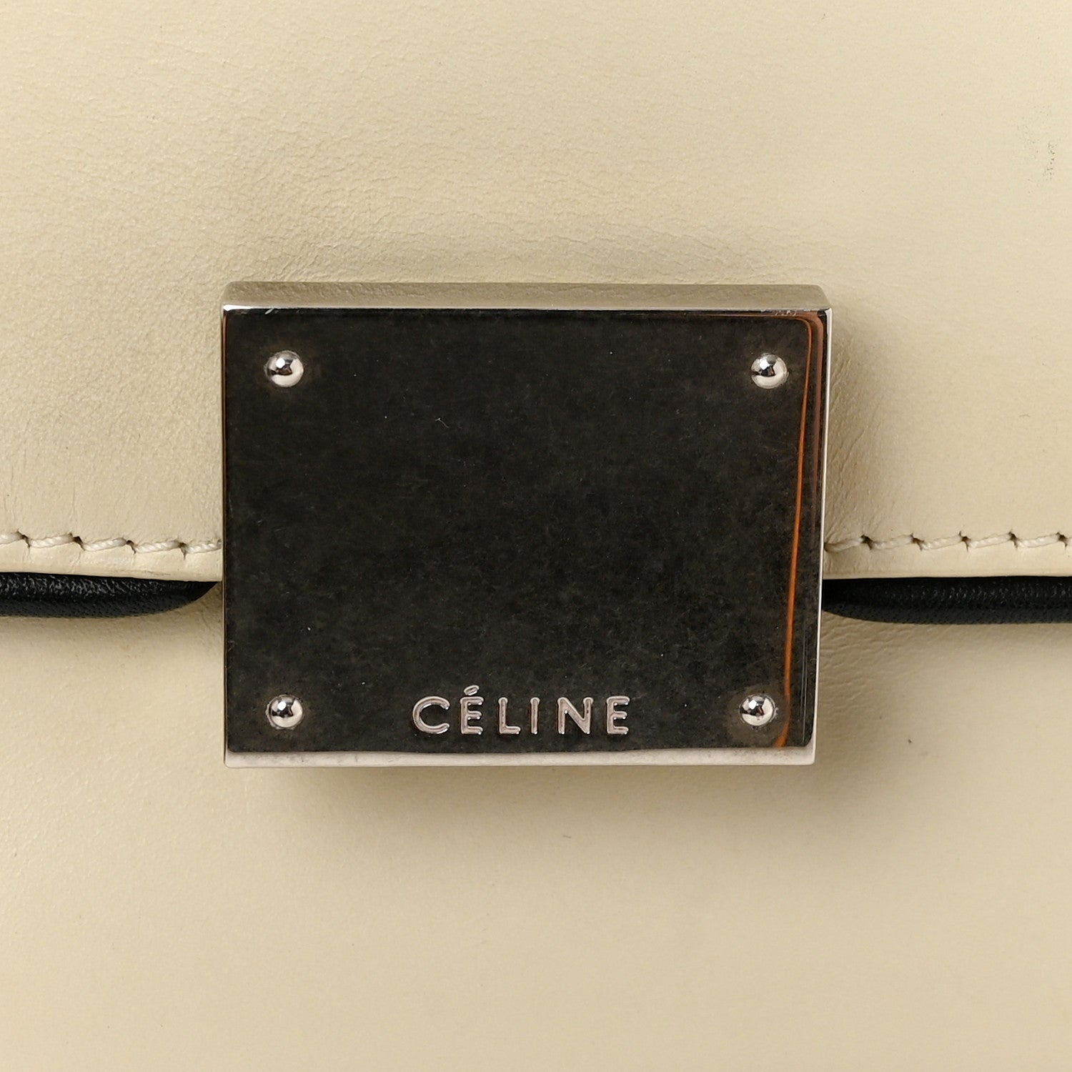 Celine Smooth Calfskin Small Trapeze White Black 12 of 14