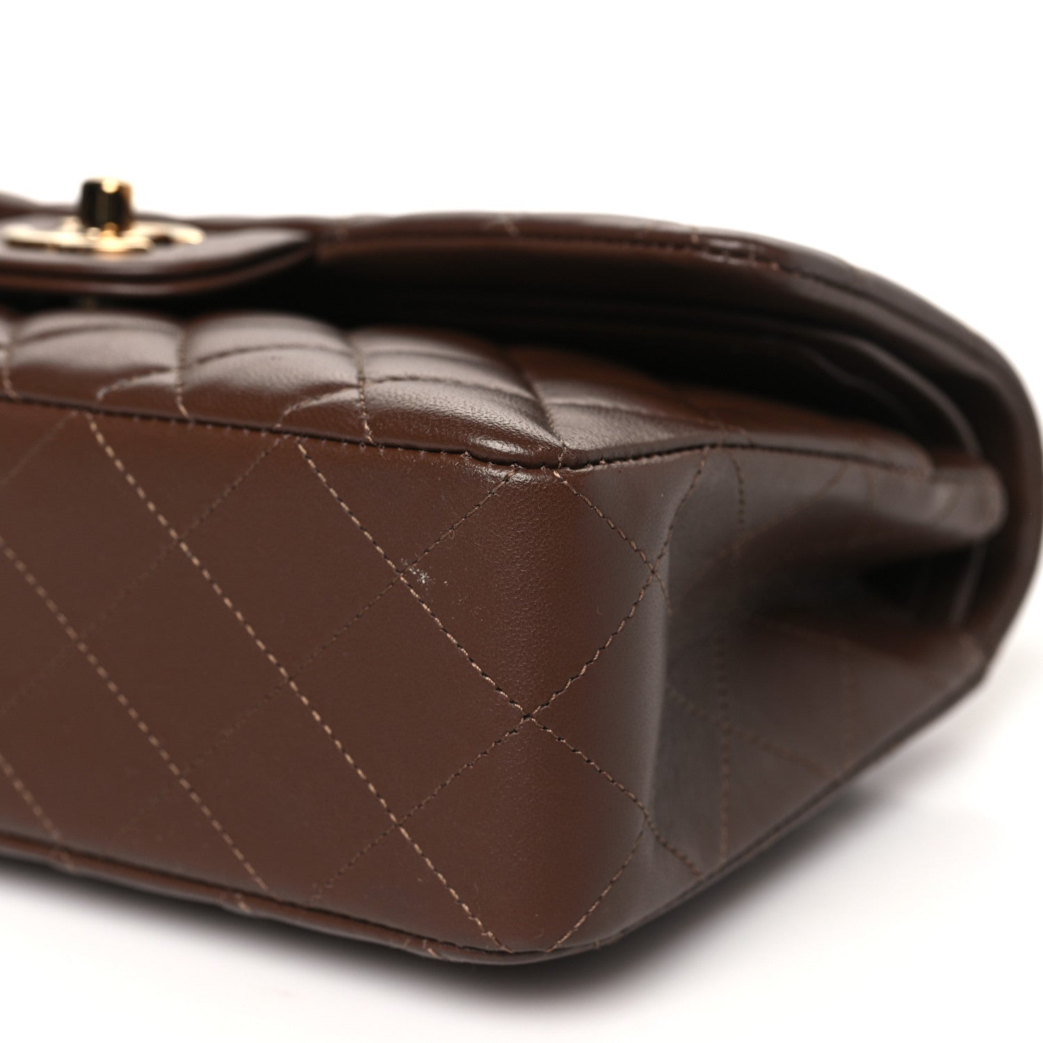 Chanel Lambskin Quilted Small Double Flap Dark Brown 10 of 10