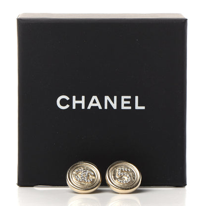 Chanel Crystal CC Round Earrings Light Gold 5 of 5