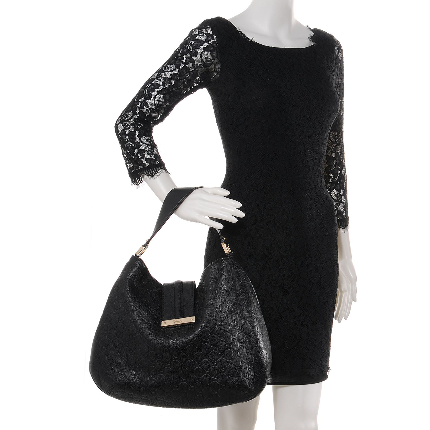 Gucci Guccissima New Ladies Web Large Hobo Black 2 of 8