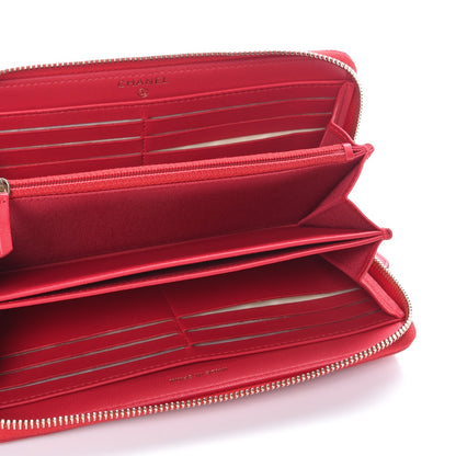 Chanel Lambskin Quilted Large Gusset Zip Around Wallet Rouge 5 of 9