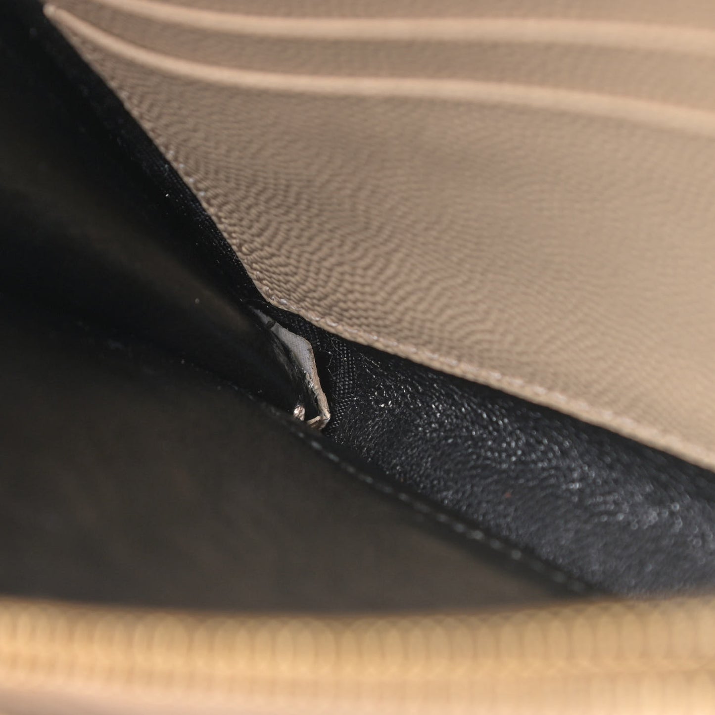 Grain De Poudre Matelasse Chevron Monogram Chain Wallet Nude Powder