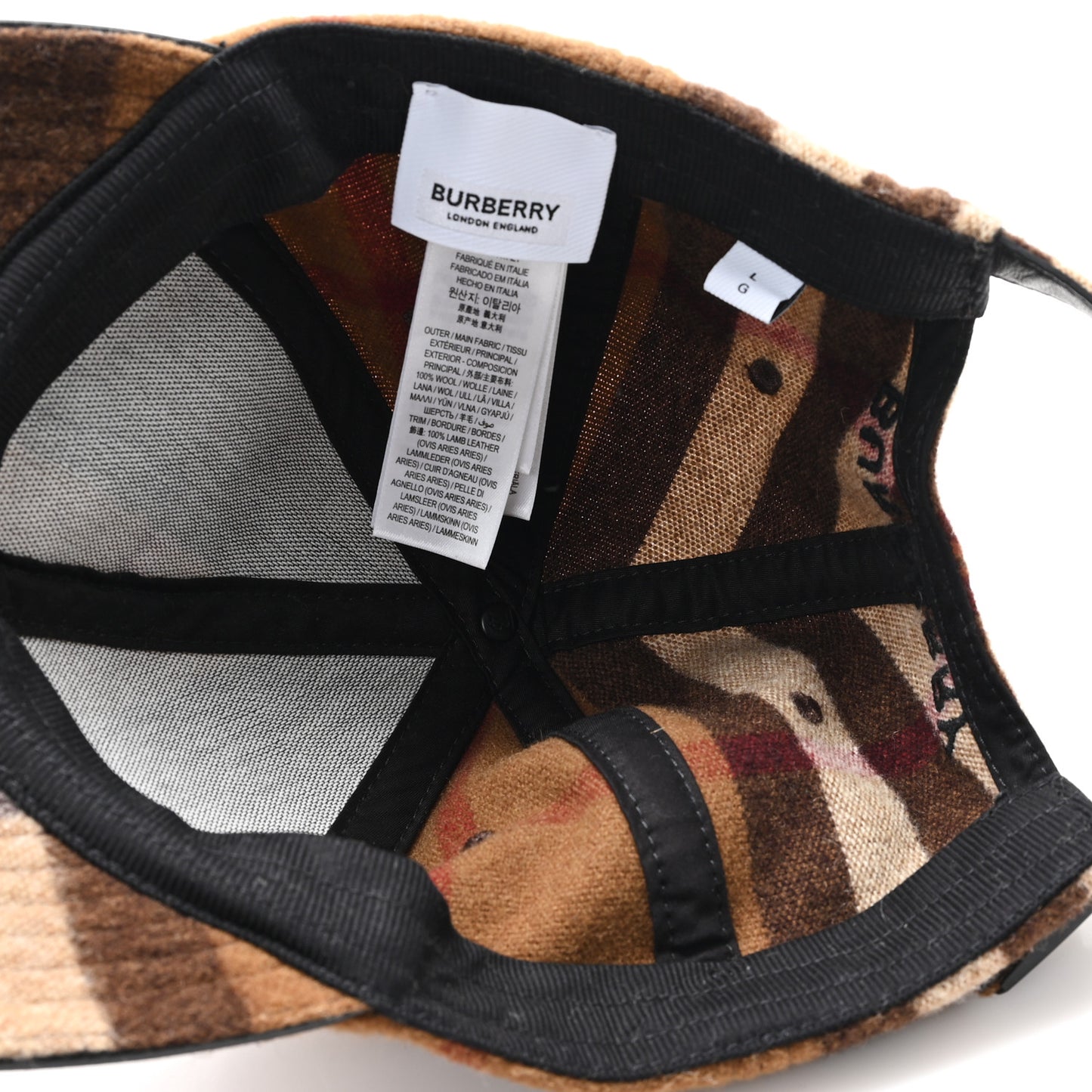 Wool Check Baseball Cap L Birch Brown