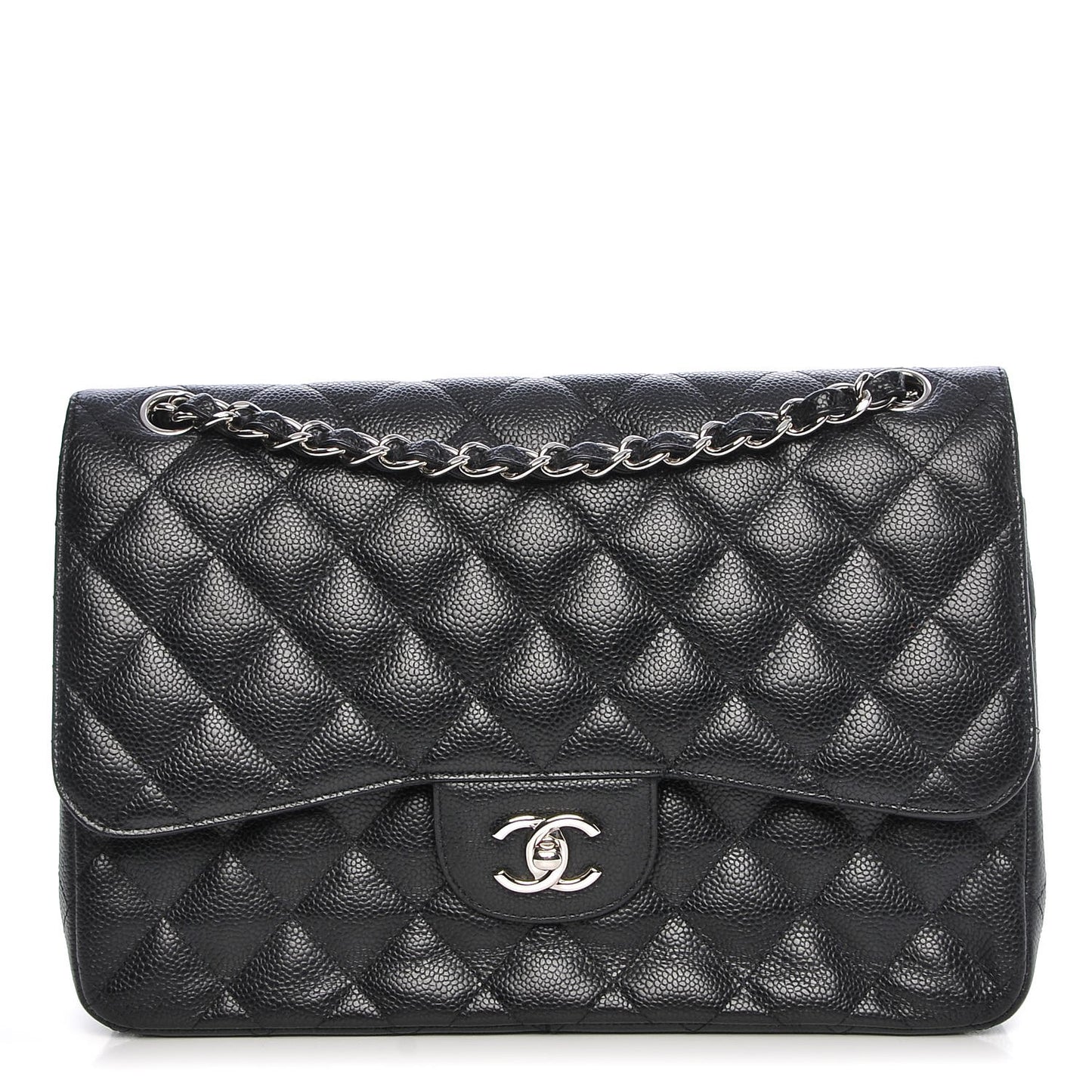 Caviar Quilted Jumbo Double Flap Black