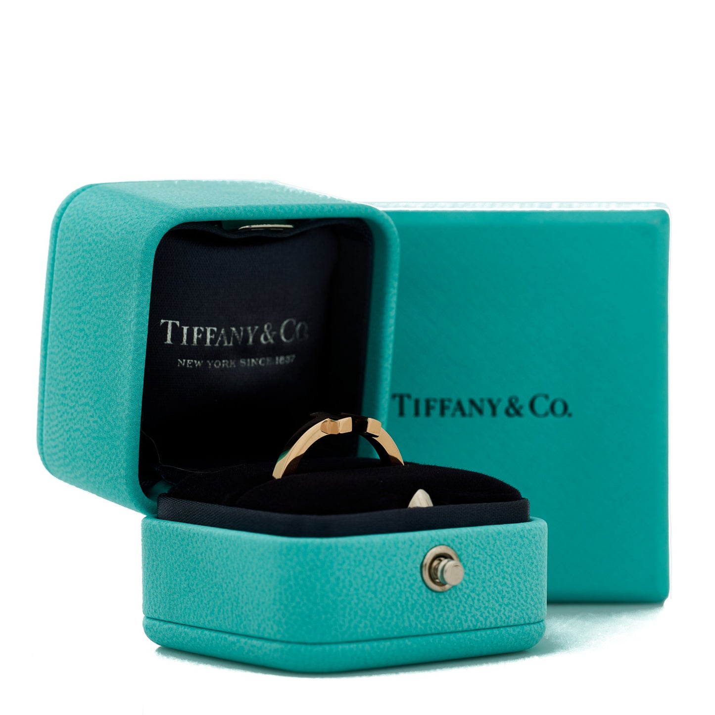 18K Rose Gold T Square Ring 59 8.75