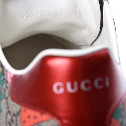 Gucci GG Supreme Monogram Strawberry Web Womens Ace Sneakers 39 Beige Multicolor Red Green 9 of 11