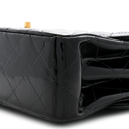 Chanel Patent Quilted Double Sided Shoulder Flap Bag Black 10 of 10