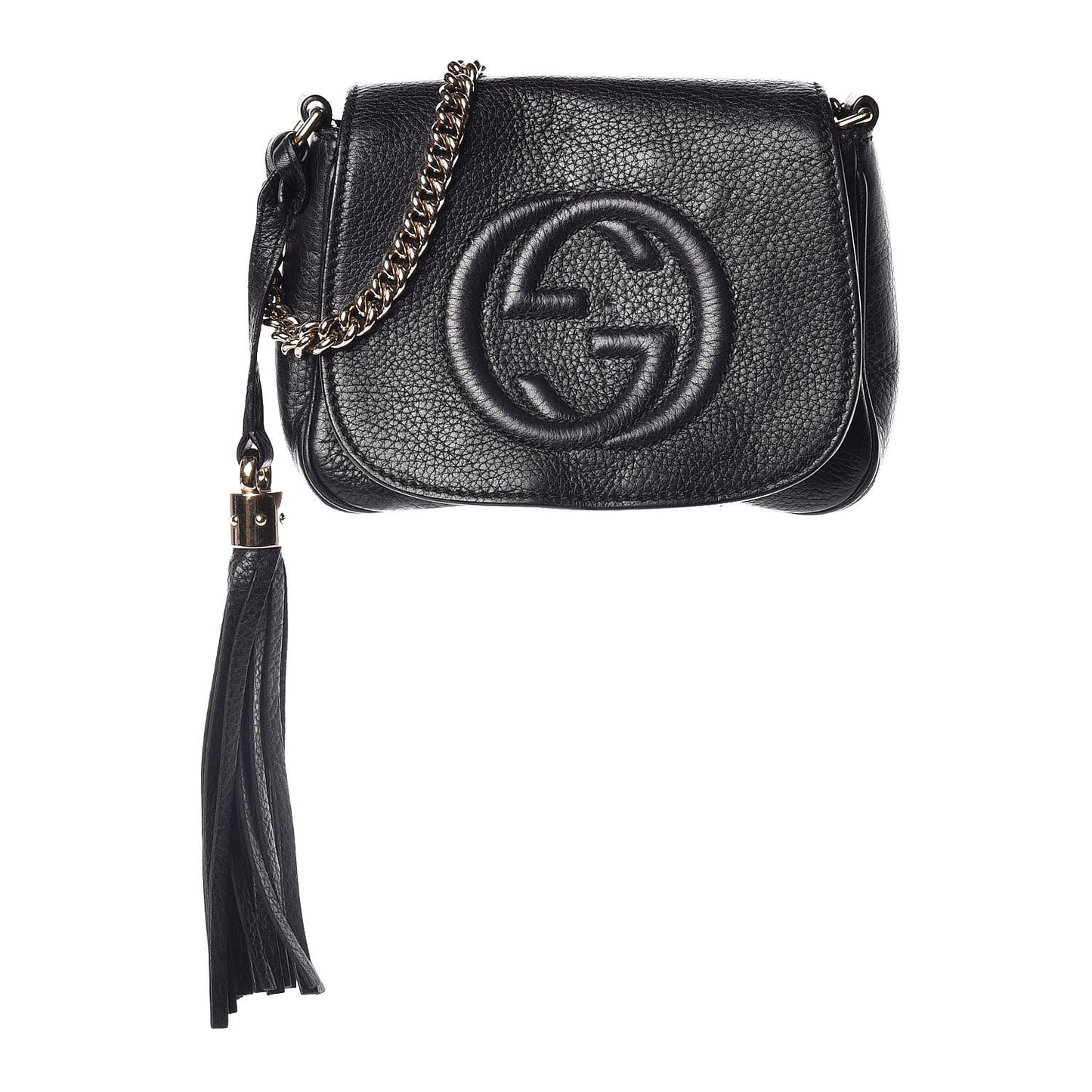 Pebbled Calfskin Small Soho Flap Crossbody Black