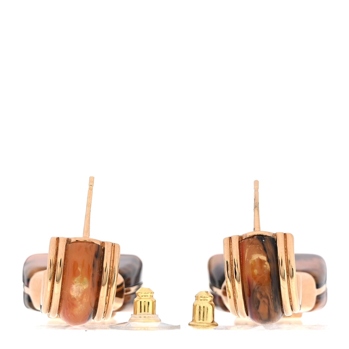 Metal Resin Marbled Enamel Handbag CC Drop Earrings  Gold Orange Black Red