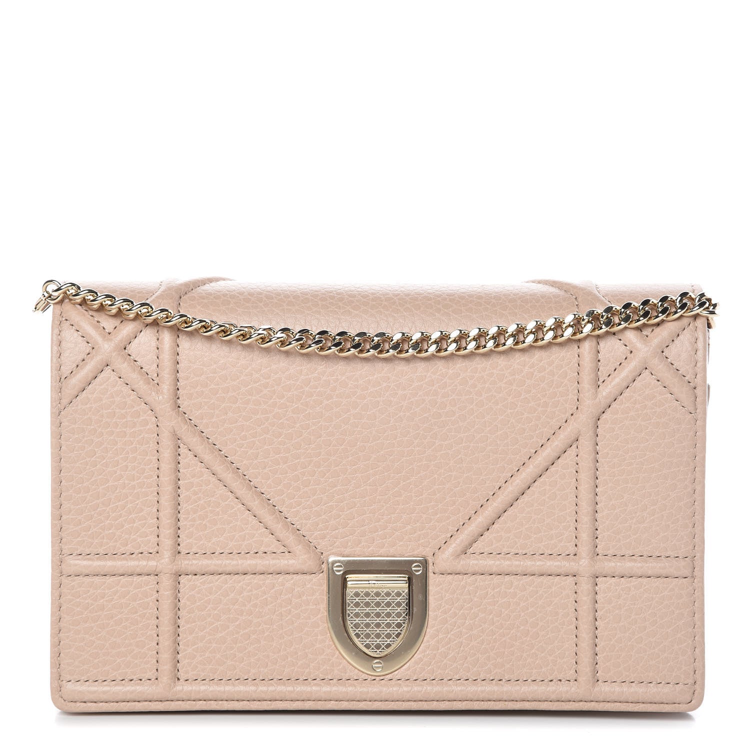 Christian Dior Grained Calfskin Diorama Wallet on Chain Pouch Nude 1 of 7