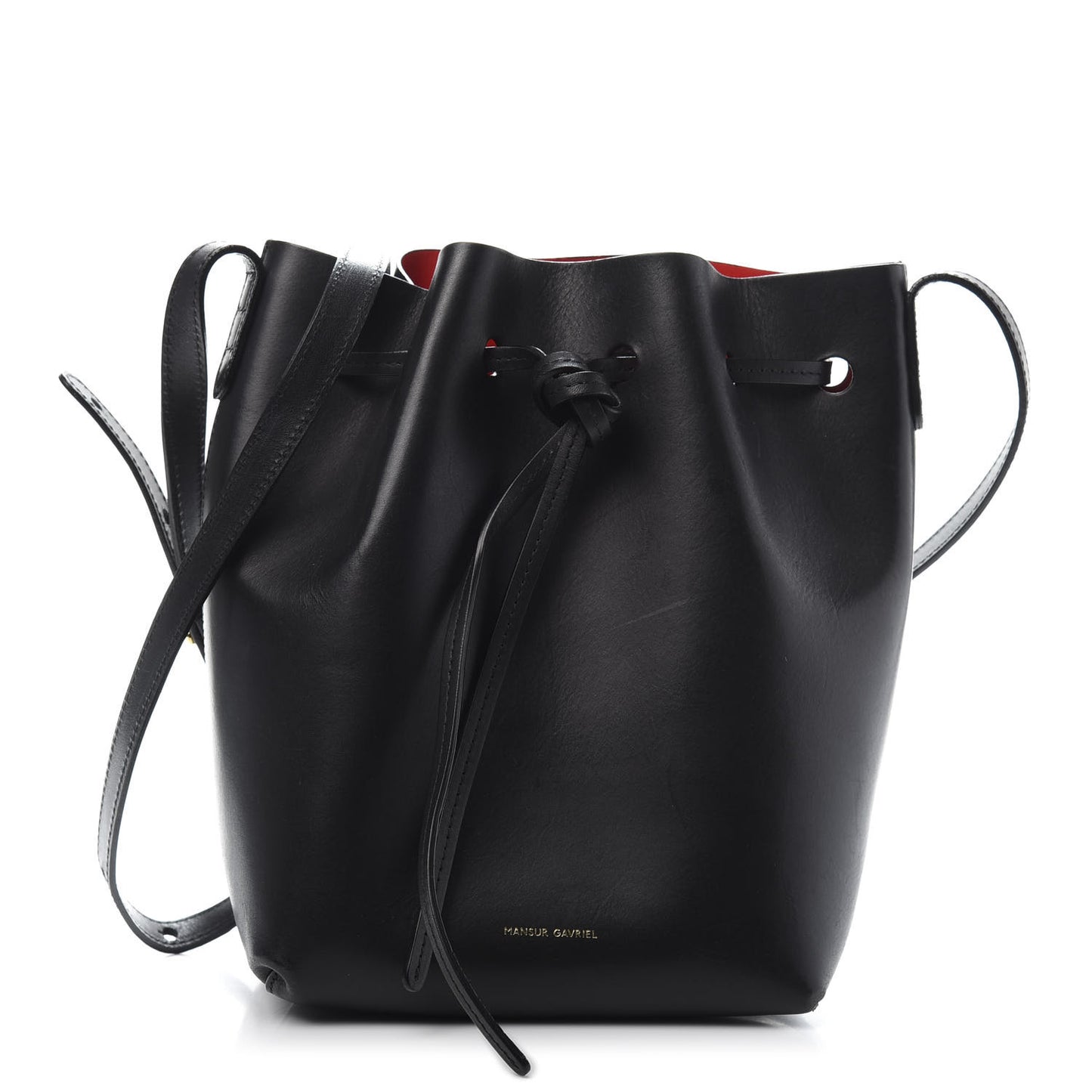 Vegetable Tanned Calfskin Mini Bucket Bag Black Flamma