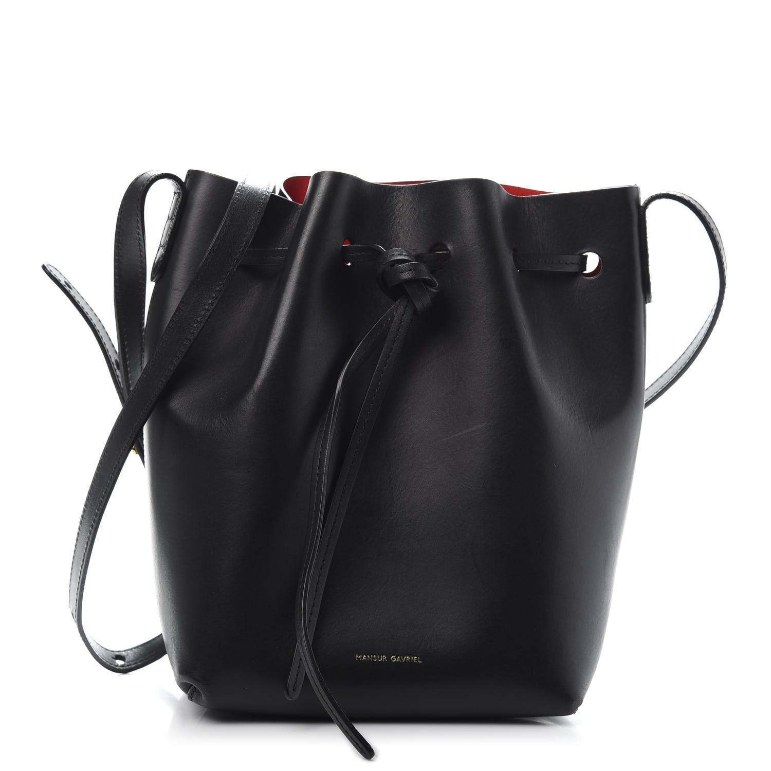 Mansur Gavriel Vegetable Tanned Calfskin Mini Bucket Bag Black Flamma 1 of 11