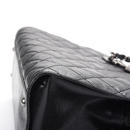 Chanel Crumpled Grained Calfskin Quilted CC Crave Tote Black 12 of 14