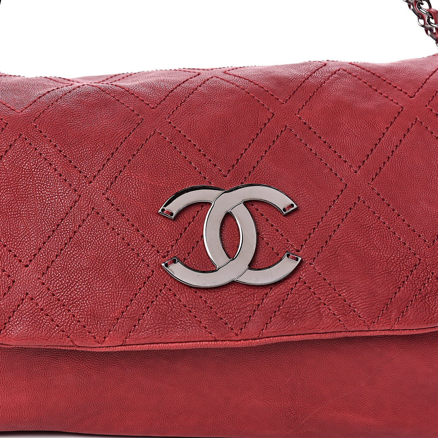 Chanel Calfskin Diamond Stitch Accordion Flap Light Bordeaux 8 of 10