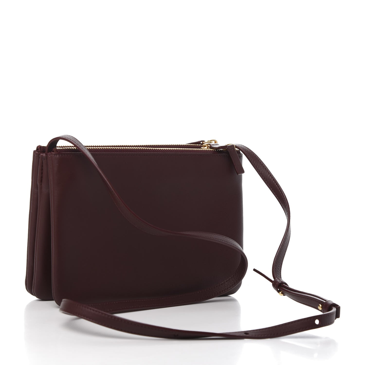 Celine Smooth Lambskin Small Trio Crossbody Bag Burgundy 3 of 9