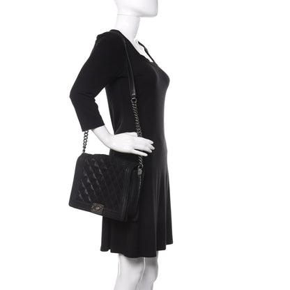 Chanel Iridescent Calfskin Quilted New Medium Gentle Boy Flap Black 2 of 11